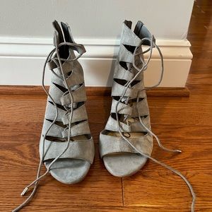 EUC Sam Edelman gray laced wedges